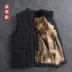 Mùa đông nam trung niên len cổ áo len da lông vest lông bông ấm áp cha áo khoác đông nam Áo vest cotton