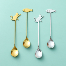 Stainless Steel Coffee Spoon Light Lavish Creative Sweet Spoons Delicately Cute Golden Small Spoon Home Han Style Stirring Spoon
