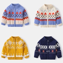 Boy sweater sweater fall and winter 2022 fashion zipper coat retro diangjiao baby knife shirt
