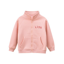 Girls clothing plus jacket in autumn and winter new small and medium children sport leads to catch the suede warm girl zipper