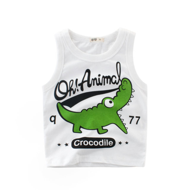 2022 summer new children's clothing children's vest summer cotton boys sleeveless I-back cartoon cute children