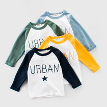 2021 autumn and autumn childrens clothing Boys long-sleeved T-shirt Cartoon childrens autumn baby base shirt pure cotton tide