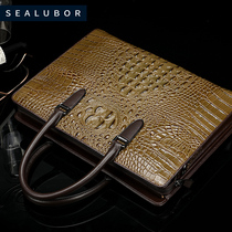 Hillenburg upscale business mens bags Crocodile leather skew satchel handbag Atmospheric Brief business briefcase