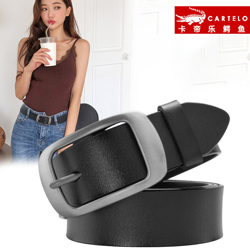 Crocodile Lady Belt Leather Pure Bull Leather Brief about 100 lap belts Ins Wind Fashion Decorative Jeans Pants with women