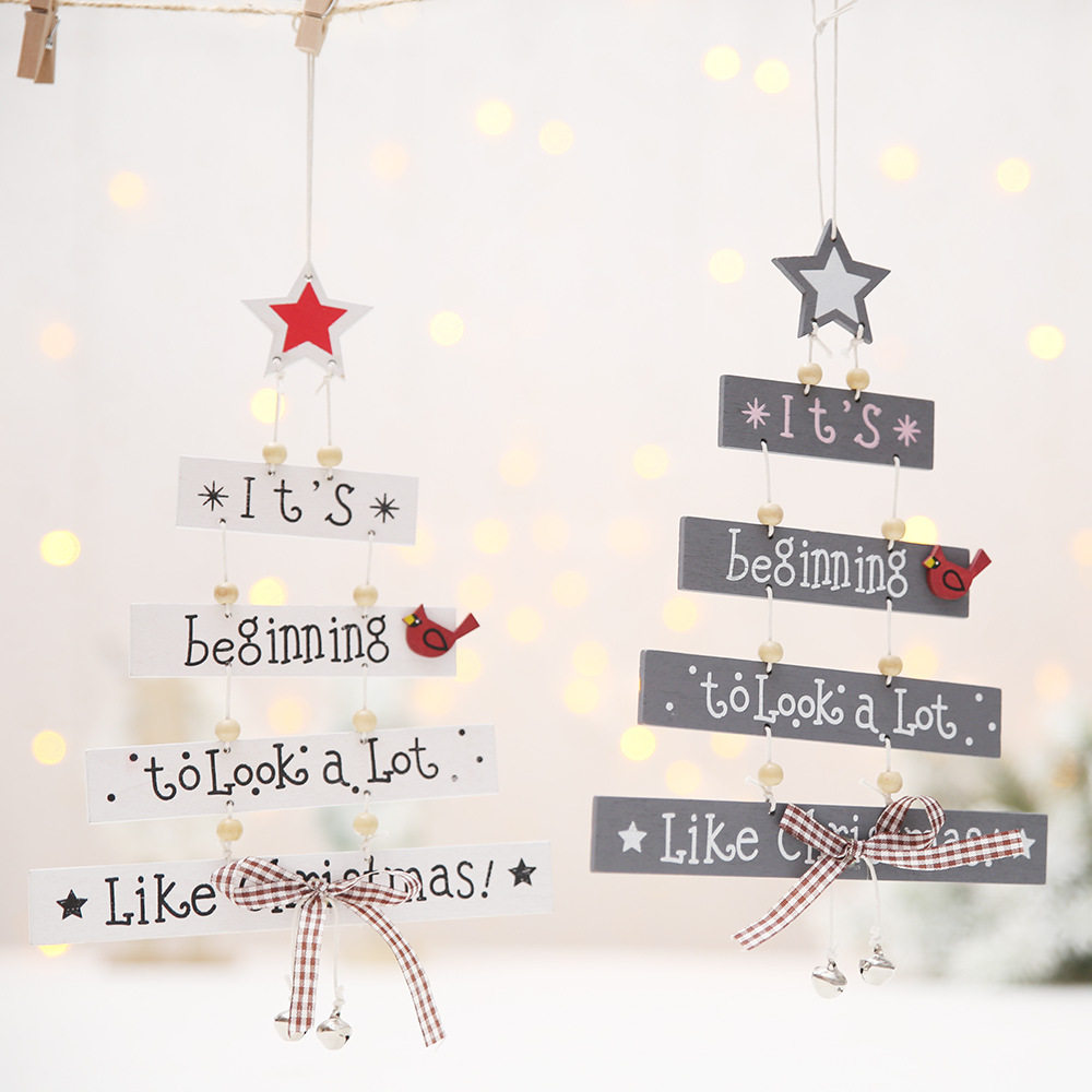 H Christmas decoration supplies Christmas tree hanging wooden tree hanging colored letters Christmas tree hanging
