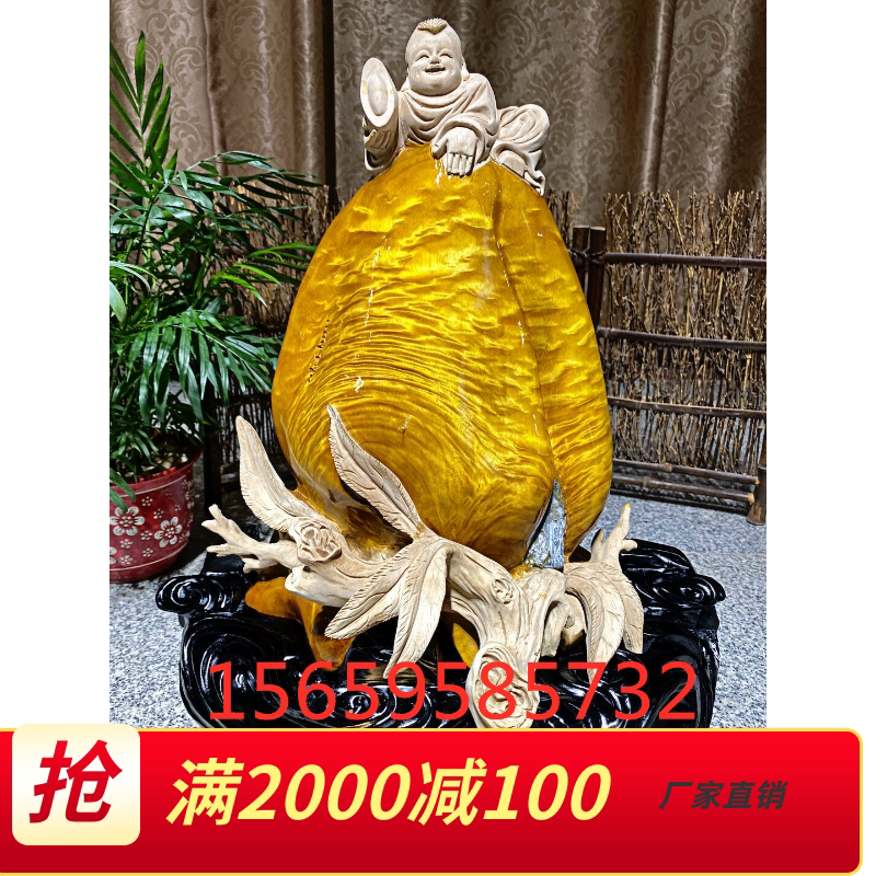 Cliff Bergen sculptures Umwood gold silk Nummy Buddha tricks and children's living room swing with sandalwood carvings small pieces of craftsmanship