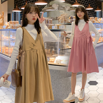 Pregnant womens dress autumn and winter fashion tide hot mom foreign-aged baby shirt long autumn out back dress