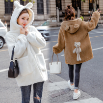 Pregnant women winter coat Korean version plus velvet padded cotton coat long trench coat women autumn and winter coat lamb velvet sweater