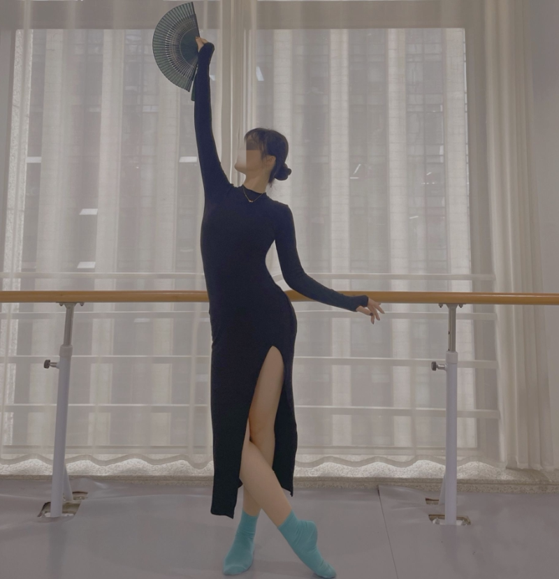 Set of fingers Chinese cheongsam slim dress modern dance stretch thin split practice clothing female dance performance clothing