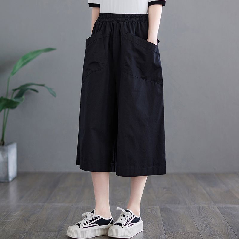 2026 Summer New Loose Slimming Wide-Leg Pants Age-Reducing Mom Style Casual Thin Large Pocket Cropped Pants for Women