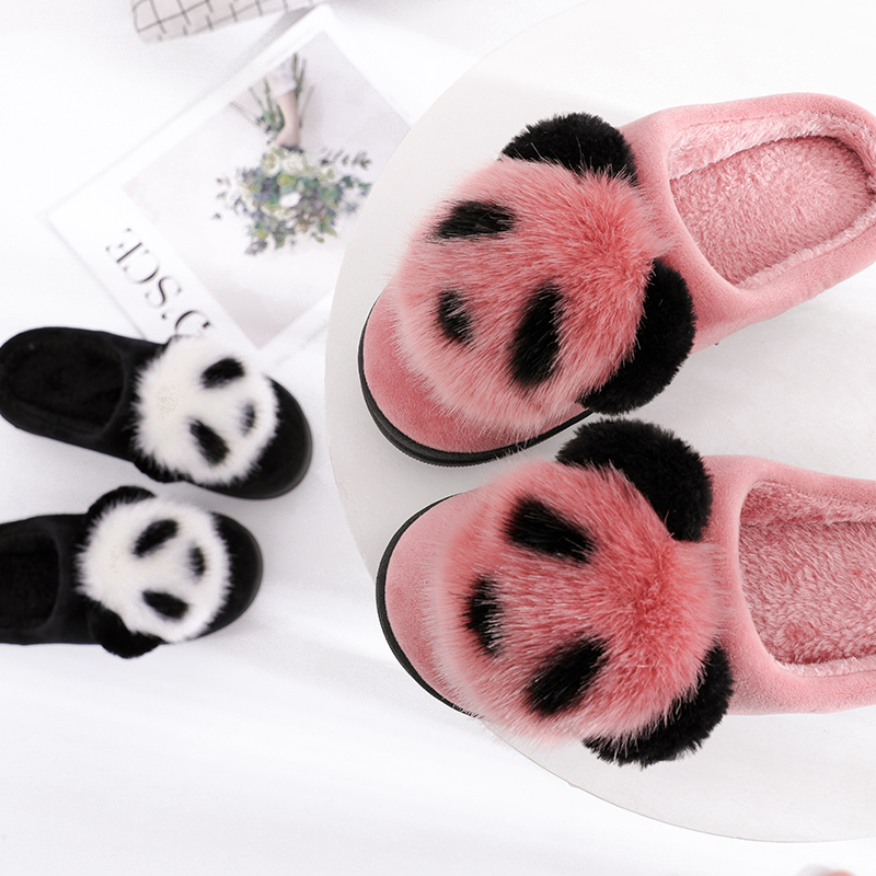 Winter Panda mới cao gót ấm chống nêm chống trượt với nhà trong nhà hoạt hình dép bông nữ dép quai hậu nữ đi học