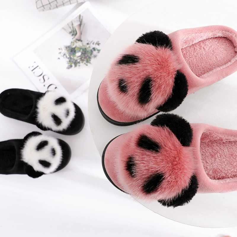 Winter Panda mới cao gót ấm chống nêm chống trượt với nhà trong nhà hoạt hình dép bông nữ