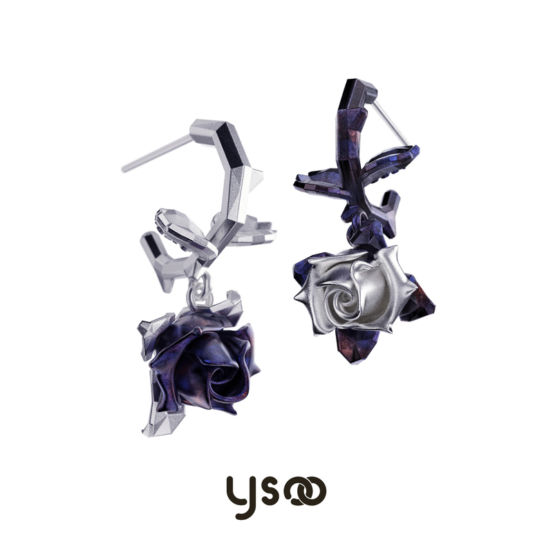 Yuan Shu Le's Rose Flower Earrings for Women, Niche Design, Original Design, Retro Gothic, Sweet and Cool Style, Dark and Spicy Girl