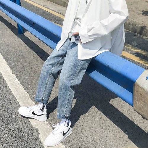 Tide, летние штаны, трендовые светлые прямые свободные джинсы