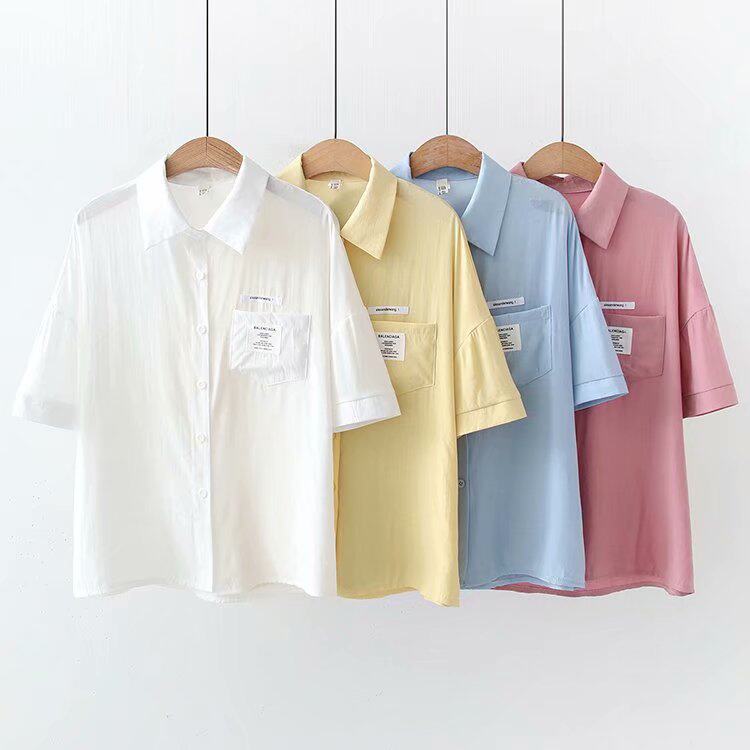 Snowspun Shirt Woman Foreign Pie Super Fairy 2021 Summer Korean version loose 100 hitch short sleeve snow-spinning blouse Women's undershirt