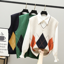 In the spring and autumn of 2022 the new knitting vest of the Han - shaped lax coat of the loose sweater