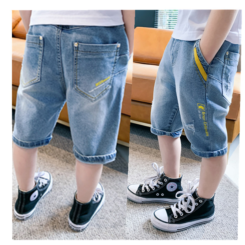 chàng trai quần áo trẻ em denim quần short trẻ em quần quần bảy điểm quần quần ngựa Hàn Quốc phiên bản của mùa hè 2020 mô hình mỏng mới.