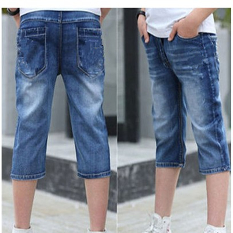 Chàng trai denim quần short bảy điểm mùa hè mỏng giữa quần trẻ em lỏng quần ngựa thời trang mới quần năm điểm Hàn Quốc phiên bản