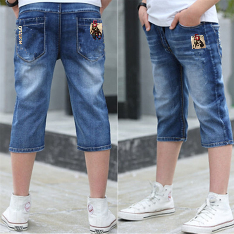 Chàng trai denim bảy điểm quần mùa hè vừa mỏng trẻ em lớn quần short quần mùa hè 2020 trẻ em mới giữa những quần triều.