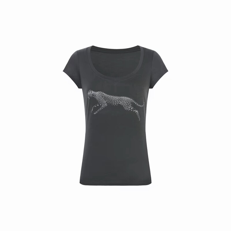 Yuanwai Large Round Neck Lyocell Printed Slim Fit Short Sleeve Thin Top Yuanwai Large Round Neck Lyocell Printed Slim Fit Short Sleeve Thin Top