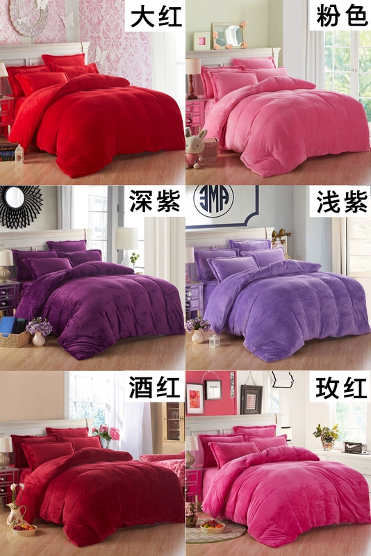 Chăn san hô mùa đông đơn mảnh hai mặt flannel flannel tấm quilt bao gồm hai mảnh cộng với nhung dày mùa đông