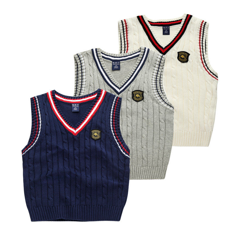 (Everyday Special) Student school uniform class uniform spring and autumn pullover boys and girls knitted wool vest vest