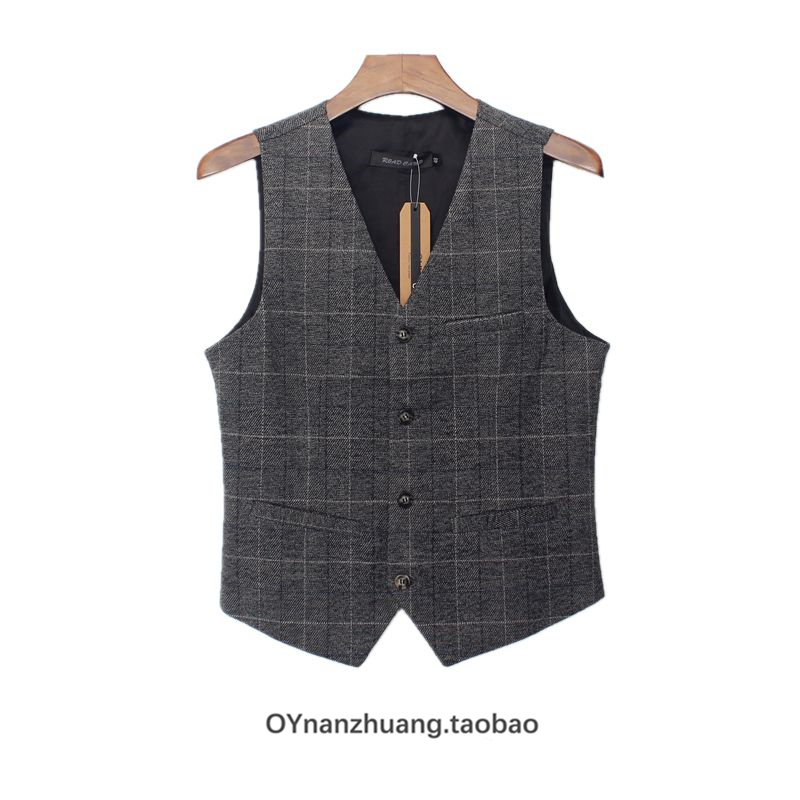 New British Retro Style Men's Fashion Business Slim-Fit Plaid Suit Vest Men's Casual Dress Vest