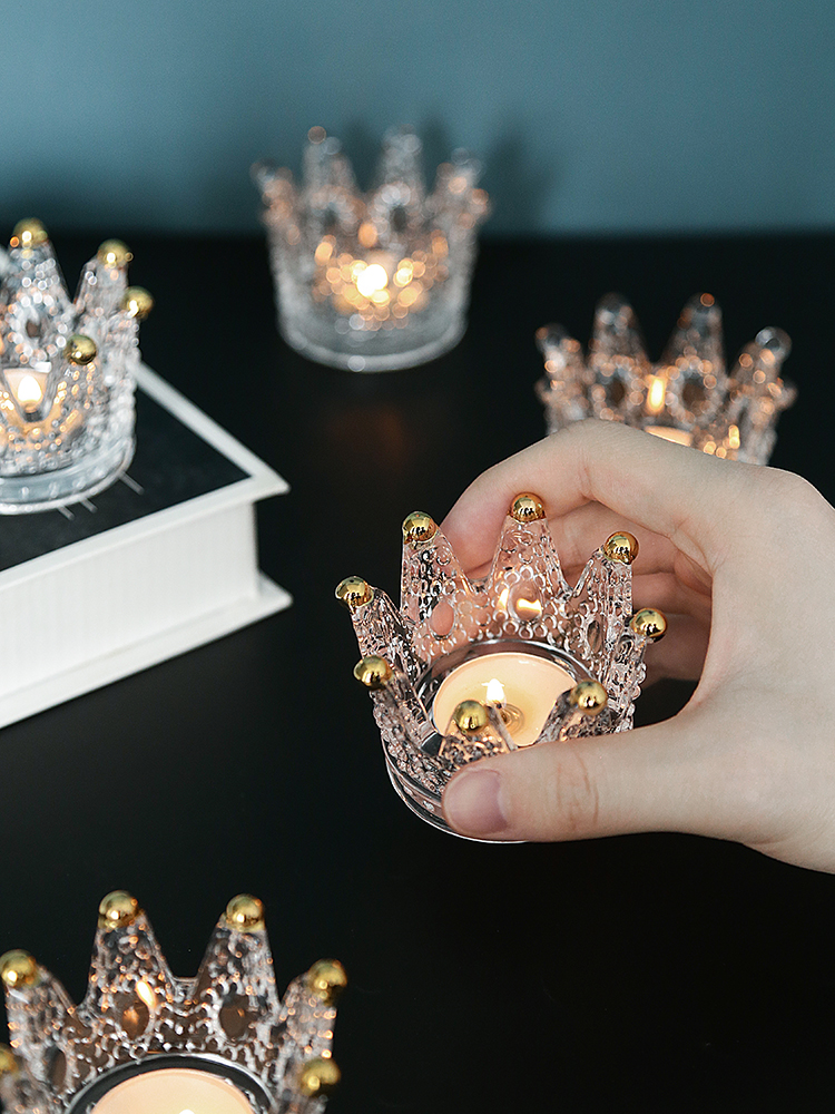Nordic Candle Holder Pendulum Pieces Home Candles Au Style Crown Glass Candle Cups Wax Candle Holders Romantic Candle Light Dinner Props