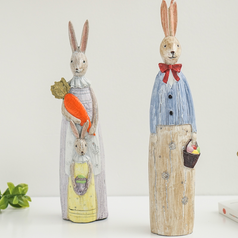 Children's room partition decoration Resin animal bunny couple window shooting props Home decoration