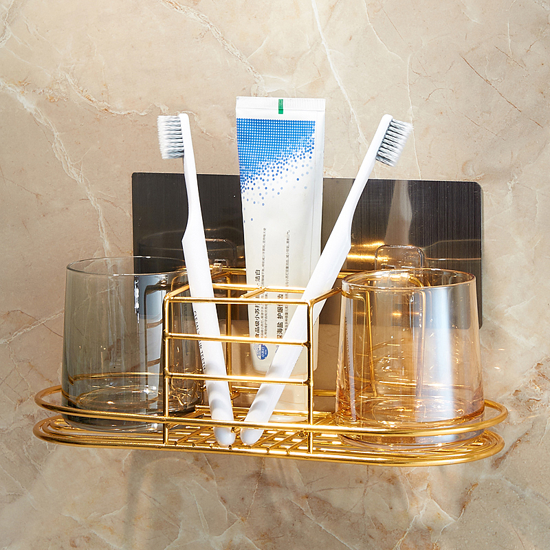 Bathroom powder room toothbrush rack storage rack Electric toothbrush rack Wall-mounted nail-free punching table desktop desktop storage