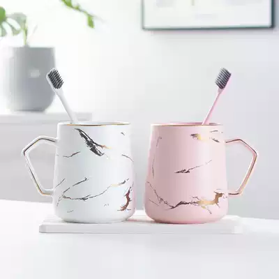 ins toothbrushing cup couple ceramic mouthwash cup Household pair of washing cups Simple powder room toothbrush tooth cylinder cup