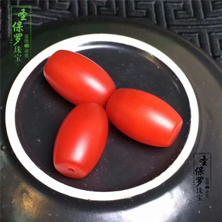 DIY аксессуары 保山南红散珠配饰单珠桶珠腰珠配珠 珠子 单颗 顶珠隔珠手串配饰