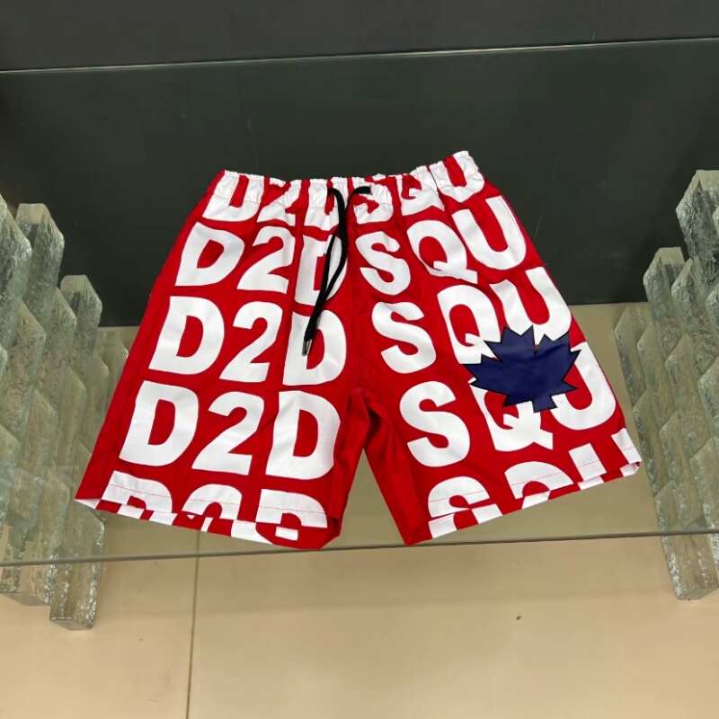 Complete Set of Three Items + Original Packaging + Guangzhou High-Quality Version Maple Leaf D2 Shorts, Summer Beach Shorts, Quick-Drying, Inner Mesh, Loose Pants