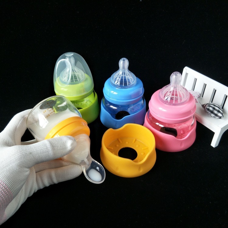 Bé 60ml đường kính tinh thể kim cương chai thủy tinh nhỏ nhỏ sơ sinh bé sơ sinh silicone mềm thìa thả - Thức ăn-chai và các mặt hàng tương đối bình sữa