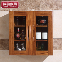 Jian Yun full solid wood kitchen hanging cabinet kitchen wall cabinet New Chinese wall cabinet shelf ebony wood closet wall cabinet