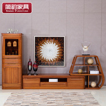 Jane rhyme sandalwood TV cabinet Full solid wood TV cabinet Modern Chinese living room floor cabinet Walnut combination TV cabinet