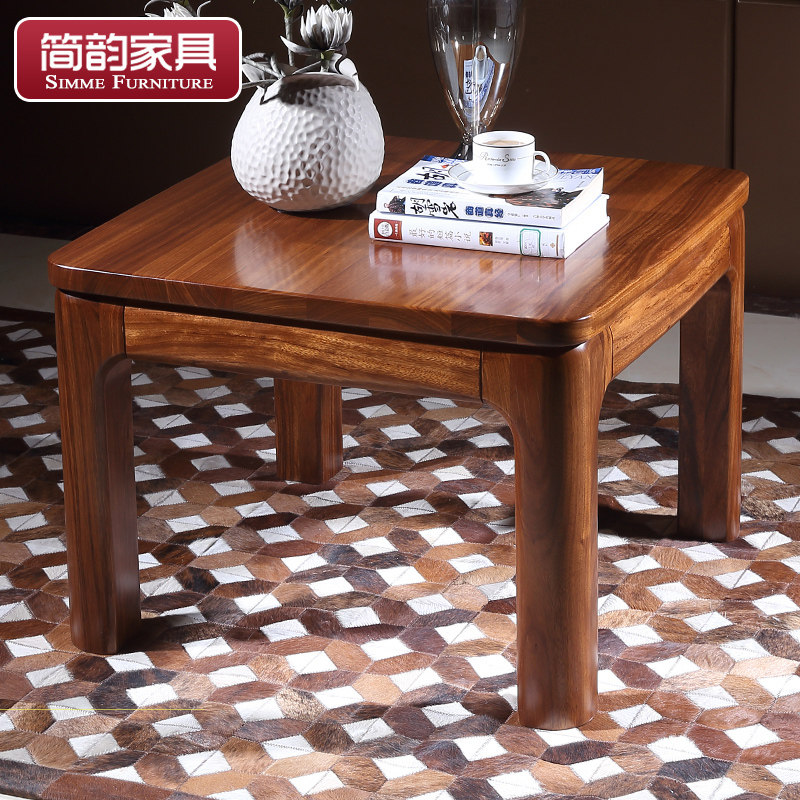 Simple Rhyme Full Wood Tea Table Modern New Chinese Style Sofa Table Table Side Table Corner Table Corner a few Ukim wood edge a few