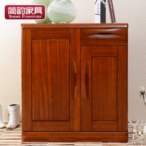 Jianyun solid wood shoe cabinet gold silk pomelo wooden shoe cabinet modern Chinese living room shoe cabinet door Locker shoe cabinet