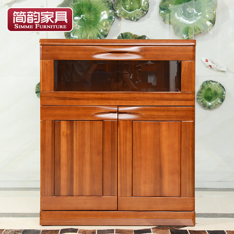 Teak Furniture All Solid Wood Wine Cabinet Modern Chinese Teak Living Room Decorative Cabinet Solid Wood Storage Cabinet Teak Wine Cabinet