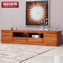 Jane rhyme sandalwood TV cabinet Full solid wood bedroom TV cabinet Modern Chinese living room floor cabinet 2 2 meters TV cabinet