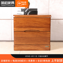 Jianyun full solid wood bedside table modern Chinese furniture bedside table with drawer two bucket cabinet eucalus wooden bedside cabinet