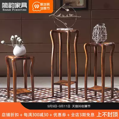 Jianyun Wujin wood flower frame living room modern new Chinese wooden flower pot shelf full solid wood floor flower stand solid wood