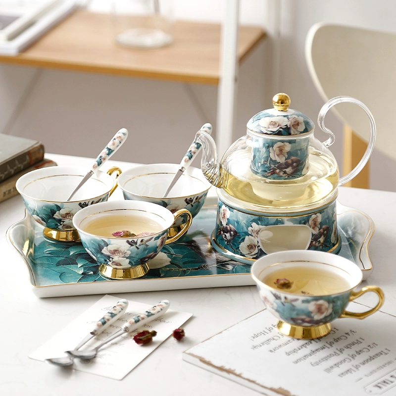 Tiếng Anh Châu Âu trà trà ấm trà đặt xương Trung Quốc cốc cà phê đĩa thanh lịch nhỏ sang trọng nồi thủy tinh với bộ lọc - Cà phê