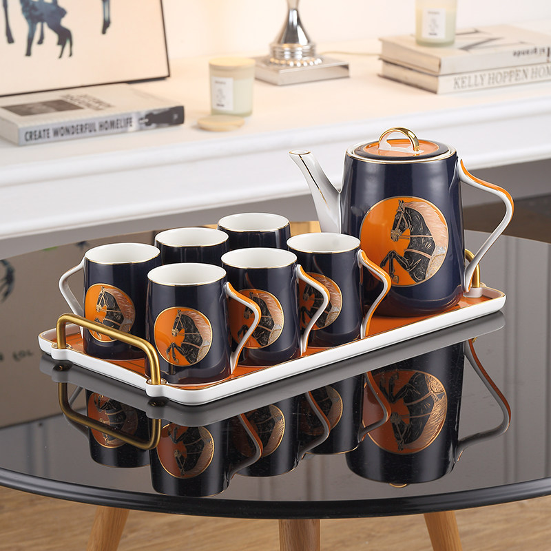 Eurostyle water furniture suit home living room tea set with nursery light lavish ceramic water glass teapot cup with tea cup cup