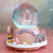 Castle Revolving Water Crystal Ball Music Box Octaonic Box Little Girl Girl Child Girl Birthday Gifts for Girls Princess
