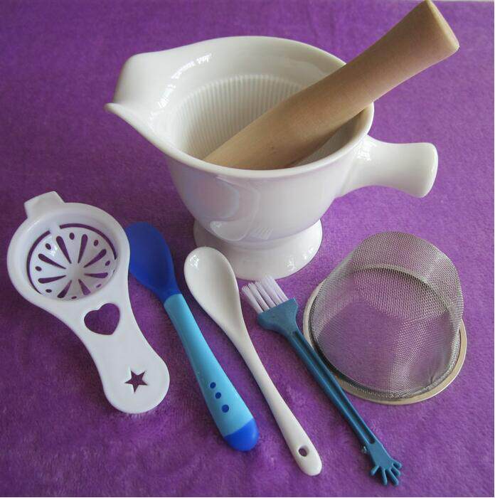 Baby Coter Ceramic Manual Baby Vice Food Tool Apple Clay Rice Burnt Bowl Grinding Pan Suit