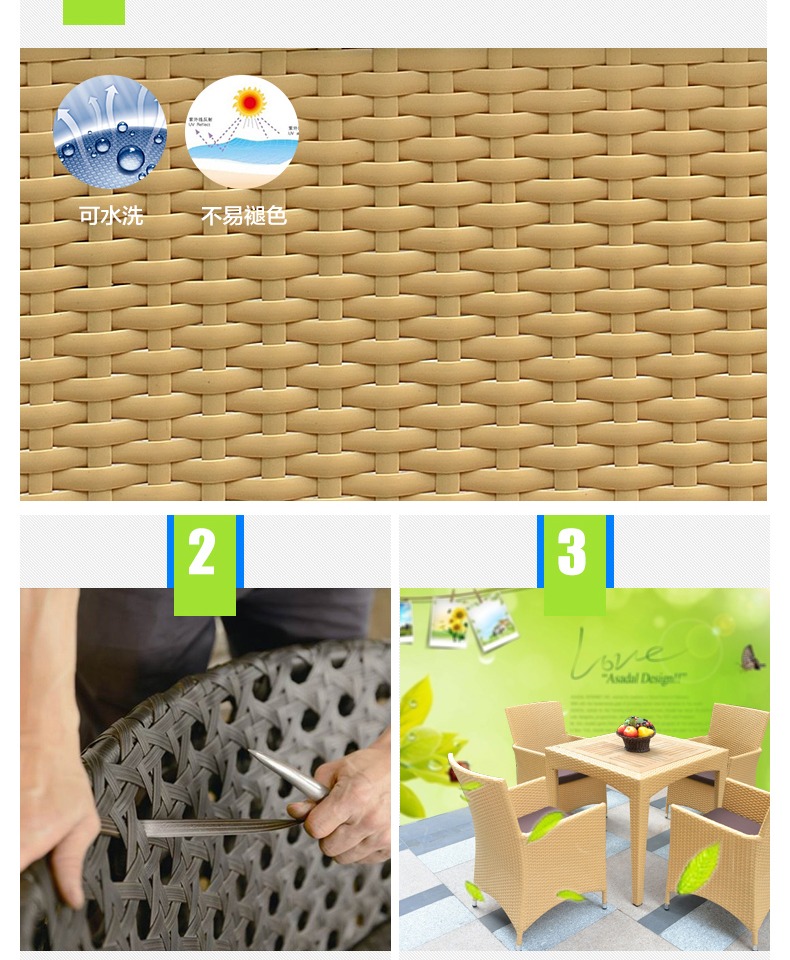 Jialemei đồ nội thất ngoài trời mây ban công giải trí bàn ghế ngoài trời kết hợp năm mảnh giả bàn ghế mây - Bàn ghế ngoài trời / sân ghế để ban công