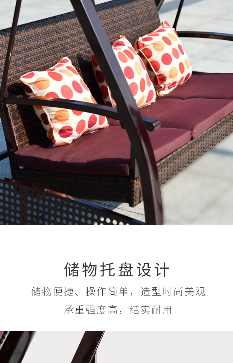 Jialemei đồ gỗ ngoài trời đu đưa ghế xích đu sân mây ban công trong nhà giải trí võng ba người - Bàn ghế ngoài trời / sân ghế treo ban công