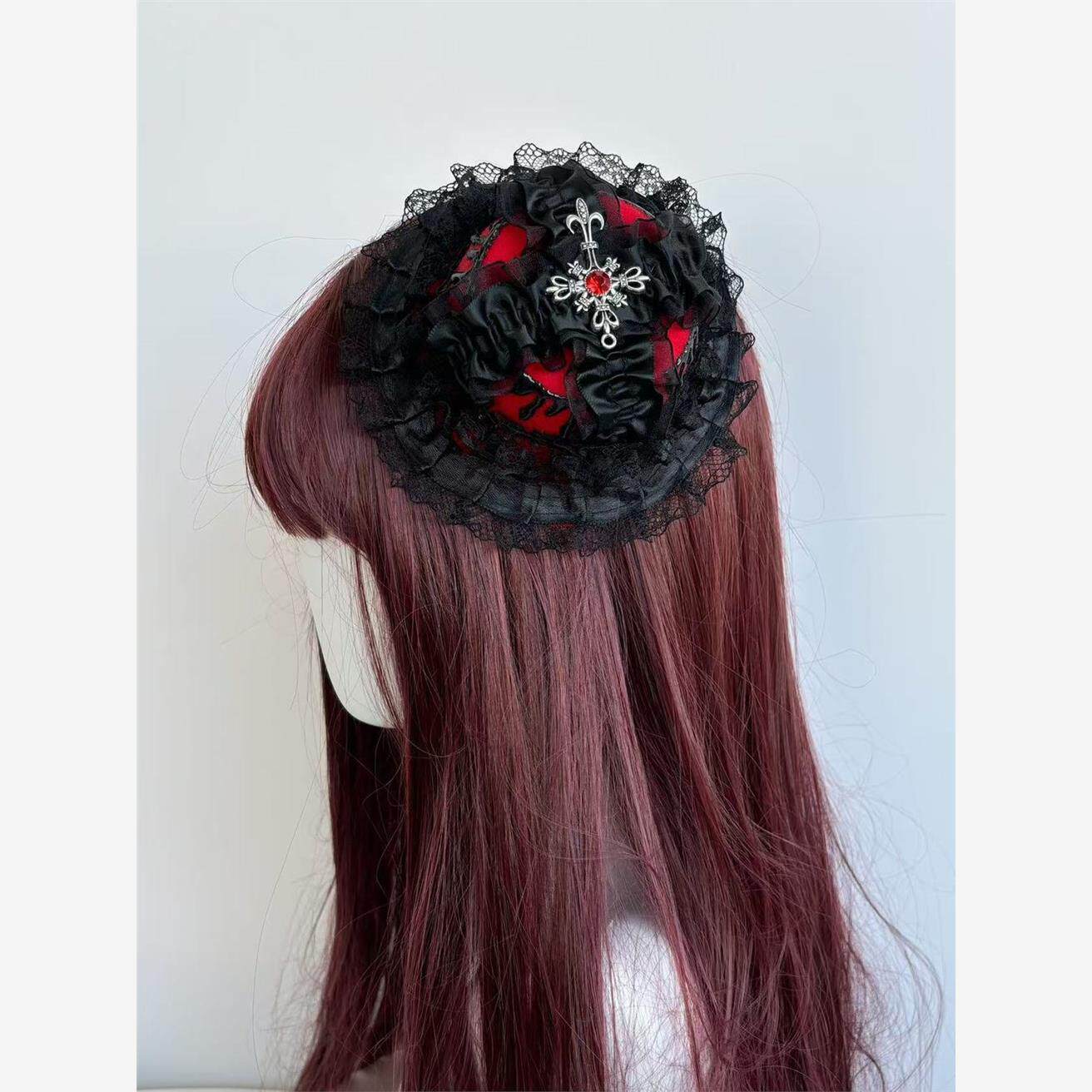 Y2K Gothic Abi Style Hot Girl Hat Red Candle Subculture Dark Gothic Punk Lolita Hair Accessories