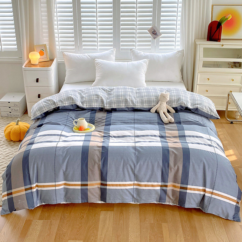 Boys striped plaid cotton quilt cover single piece cotton boy quilt cover 150x200x230 student dormitory custom